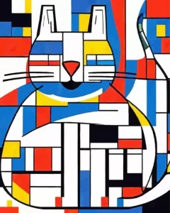 Abstract Geometric Cat Diamond Painting