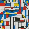 Abstract Geometric Cat Diamond Painting
