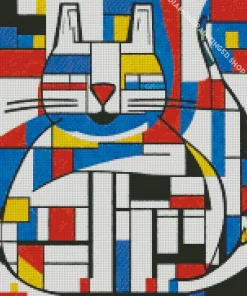 Abstract Geometric Cat Diamond Painting