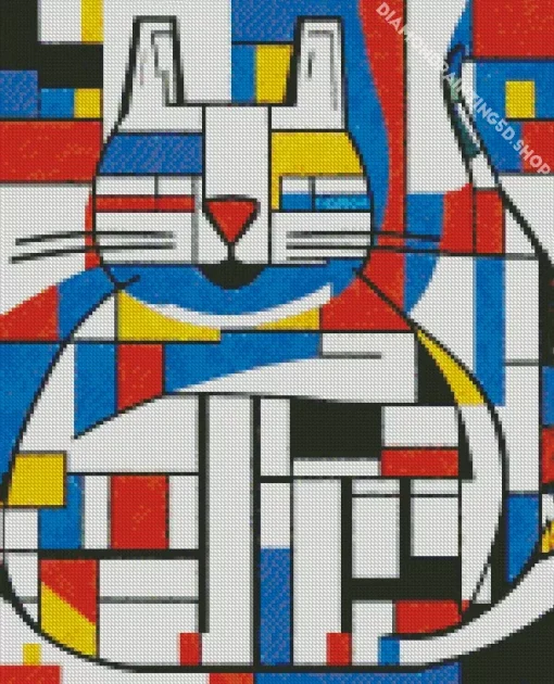 Abstract Geometric Cat Diamond Painting