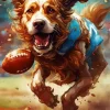 Dog Playing Football Diamond Painting