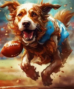 Dog Playing Football Diamond Painting