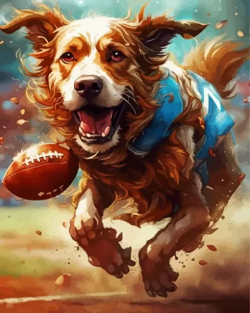 Dog Playing Football Diamond Painting