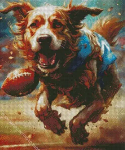 Dog Playing Football Diamond Painting