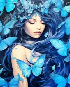 Blue Butterfly Girl Diamond Painting