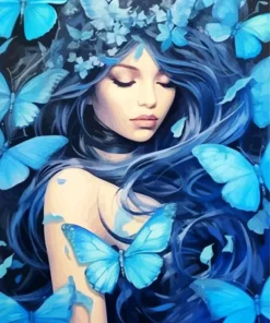 Blue Butterfly Girl Diamond Painting