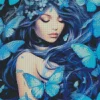 Blue Butterfly Girl Diamond Painting