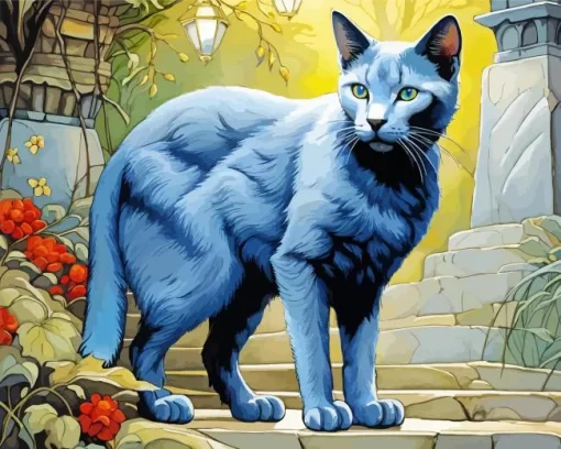 Blue Cat Art Diamond Painting