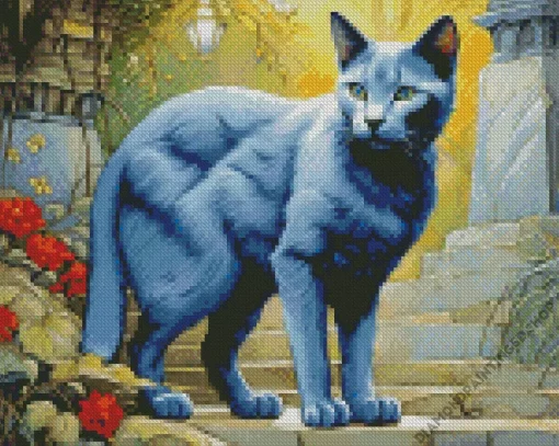 Blue Cat Art Diamond Painting