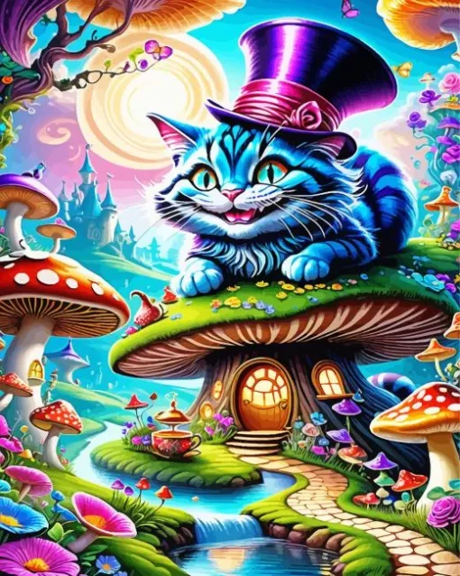 Blue Cheshire Cat Diamond Painting