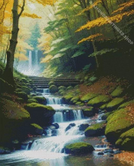 Forest Waterfall Diamond Painting