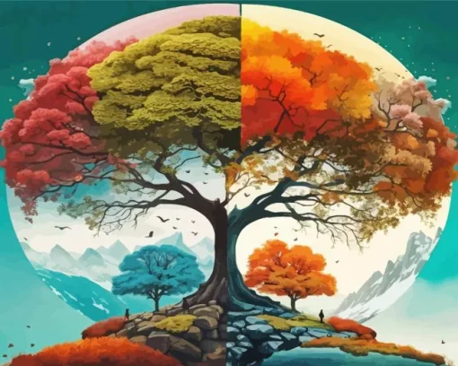 Four Seasons Tree Diamond Painting