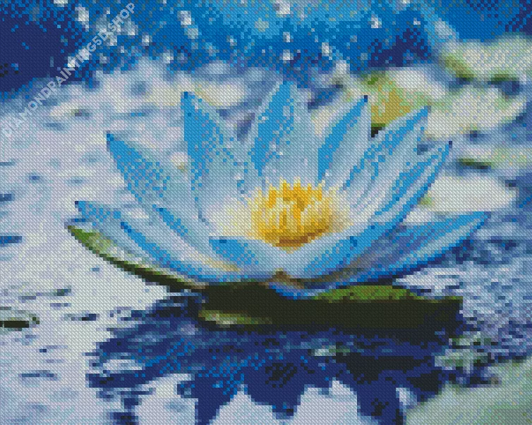 Blue Lotus Diamond With Numbers Blue Lotus Diamond Painting