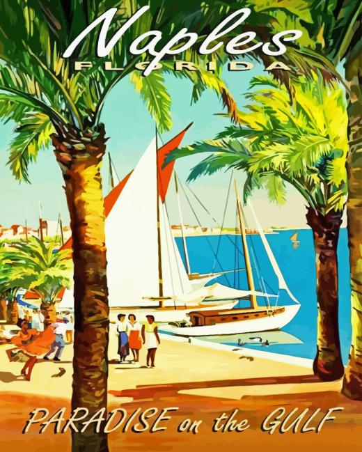 Florida Naples Poster Diamond With Numbers Florida Naples Diamond Painting