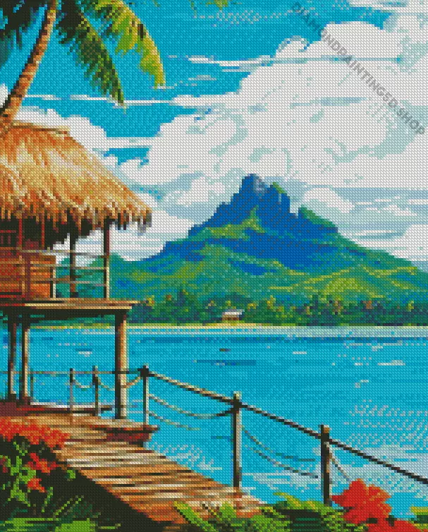 French polynesia bora bora Diamond With Numbers French Bora Bora Diamond Painting