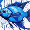 Splatter Blue Fish Diamond Painting