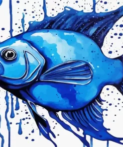 Splatter Blue Fish Diamond Painting