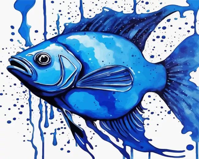 Splatter Blue Fish Diamond Paintings Splatter Blue Fish Diamond Painting