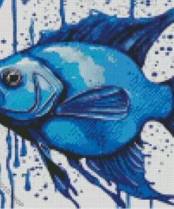 Splatter Blue Fish Diamond Painting