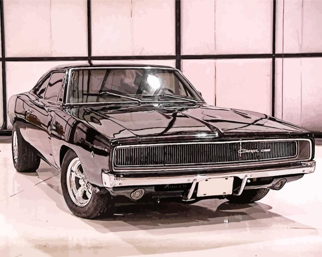 Vintage black 69 charger Diamond Paintings Vintage 69 Charger Diamond Painting