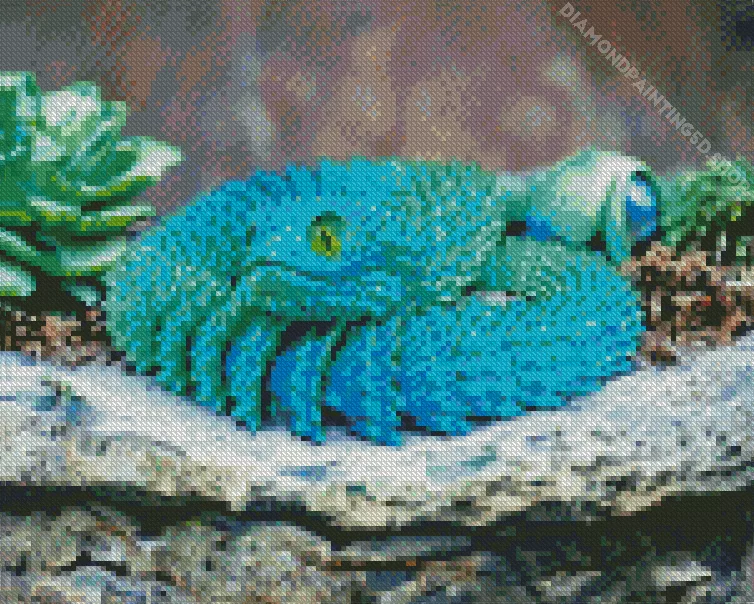 blue bush viper Diamond With Numbers Blue Bush Viper Diamond Painting