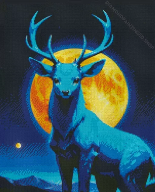 Blue Deer Diamond Painting