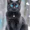 Blue Eyed Black Cat Diamond Painting