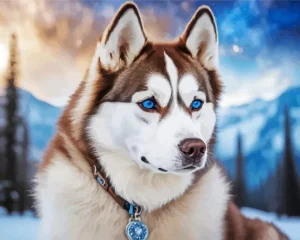 Brown Husky Dog Diamond Painting