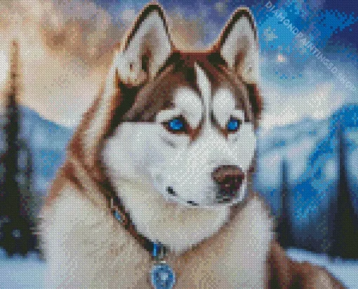 Brown Husky Dog Diamond Painting