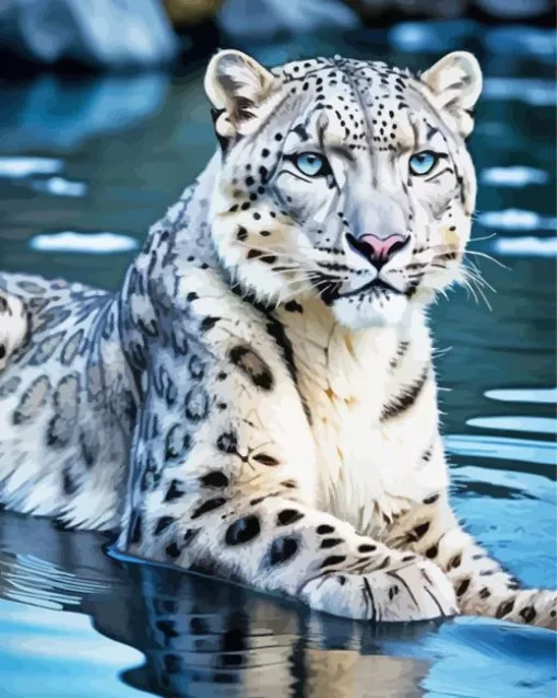 Leopard In Water Diamond Painting