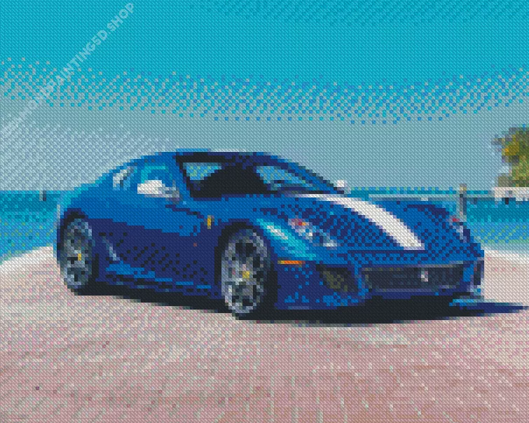 blue ferrari car Diamond With Numbers Ferrari Car Diamond Painting