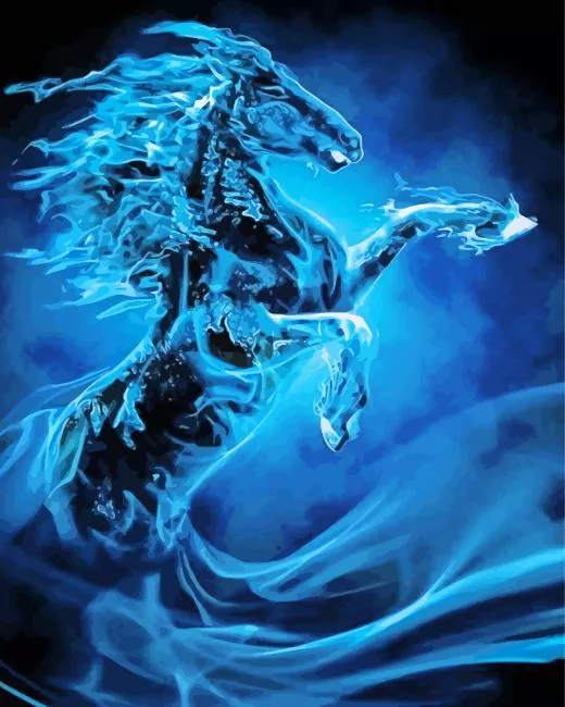 blue fire horse Diamond Paintings Blue Fire Horse Diamond Painting