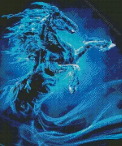 Blue Fire Horse Diamond Painting