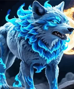 Blue Flame Wolf Diamond Painting