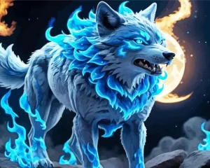Blue Flame Wolf Diamond Painting