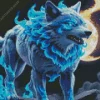Blue Flame Wolf Diamond Painting