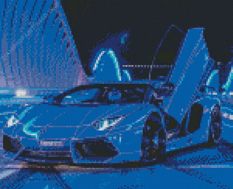 blue lamborghini Diamond With Numbers Blue Lamborghini Diamond Painting