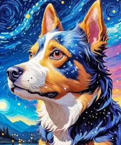 Dog Starry Night Diamond Painting