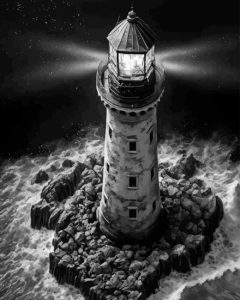 Black Lighthouse Diamond Painting
