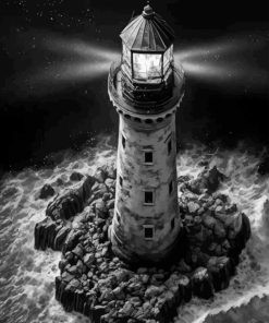Black Lighthouse Diamond Painting