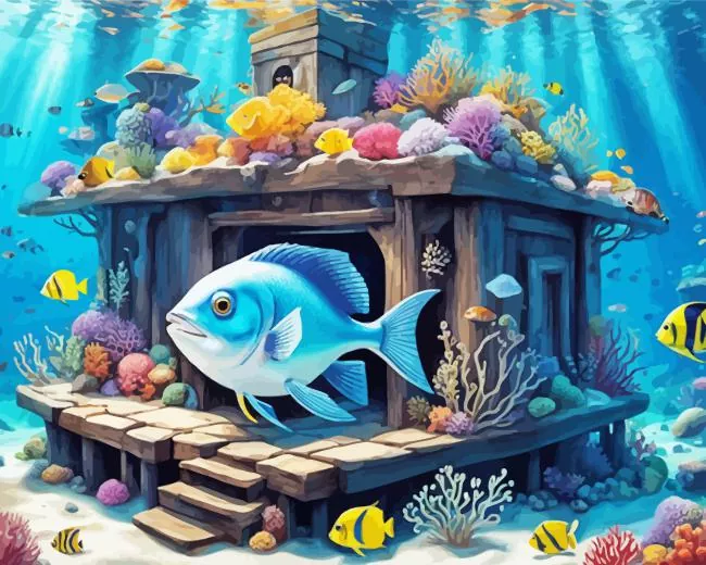 Blue Fish Underwater Diamond Paintings Fish Underwater Diamond Painting