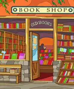 Illustration Book Shop Diamond Painting