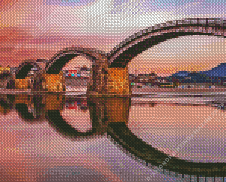 Kintai bridge susnet Diamond Dotz Kintai Bridge Sunset Diamond Painting