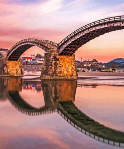Kintai Bridge Sunset Diamond Painting