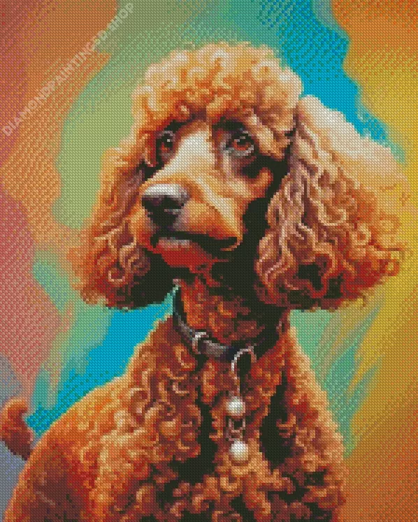 aesthetic brown poodle art Diamond With Numbers Brown Poodle Diamond Painting