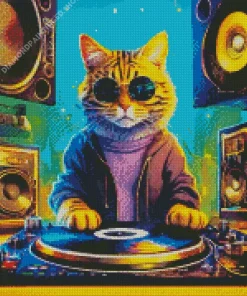 Dj Cat Art Diamond Painting