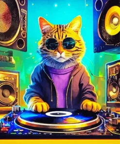 Dj Cat Art Diamond Painting