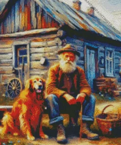 Dog And Man Diamond Painting