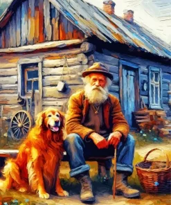 Dog And Man Diamond Painting