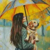 Dog Holding Umbrella Diamond Painting
